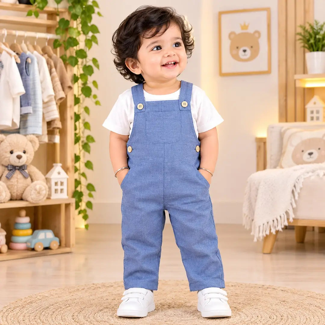 Baby Boy Chambray Blue Dungaree