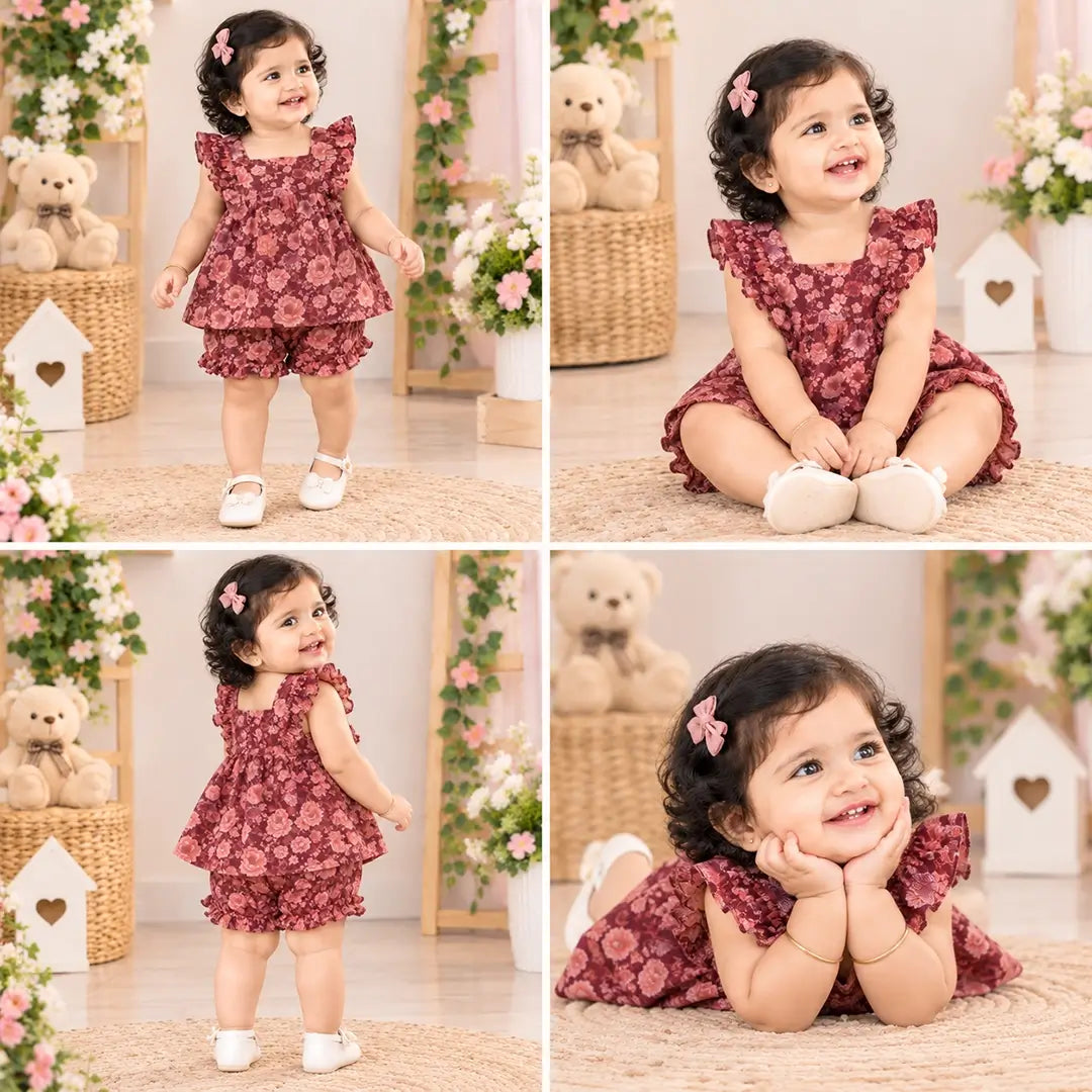 Baby Girl Floral Dress & Bloomer Set